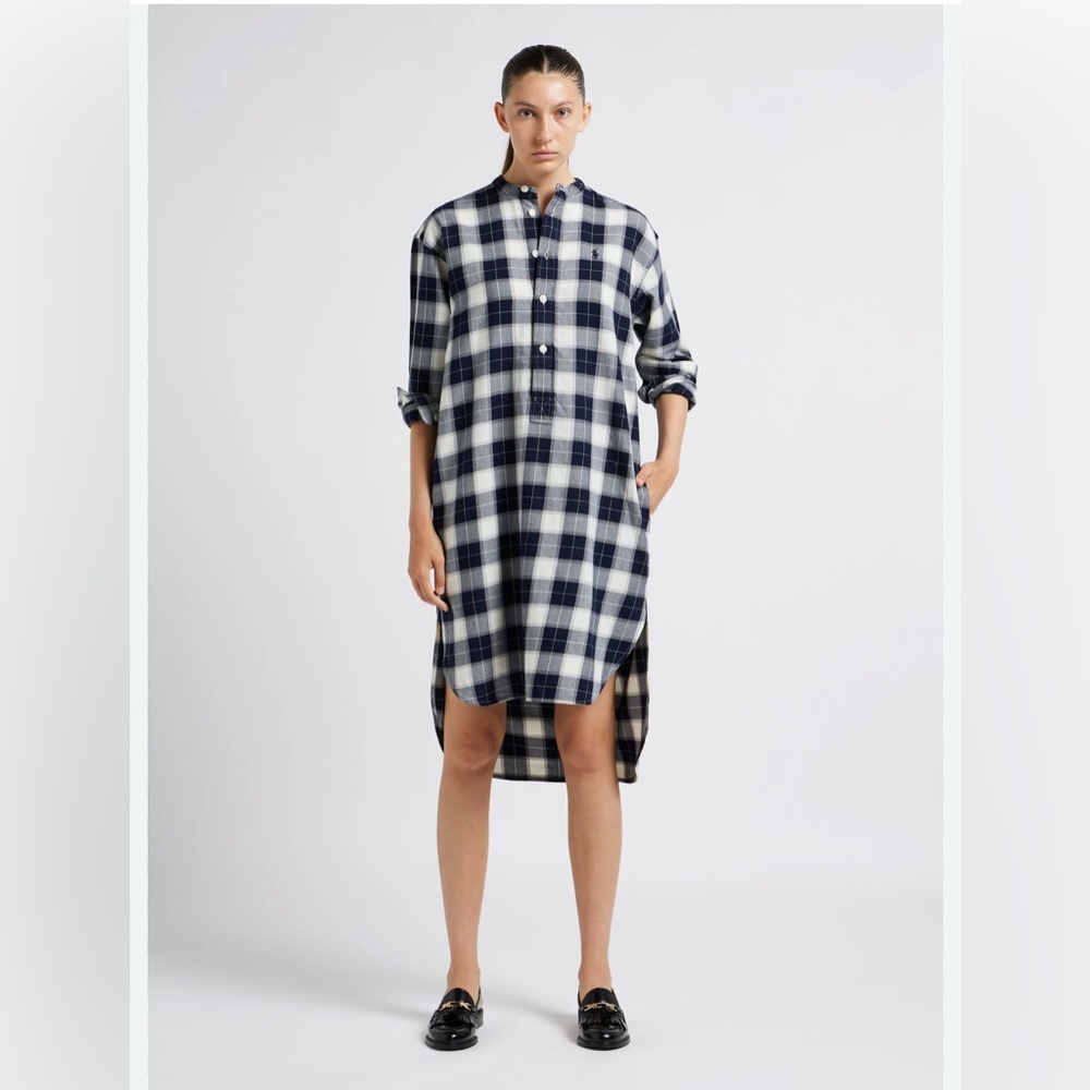 New! Polo Ralph Lauren Plaid Cotton Twill Midi Shirtdress Sz 6 $549